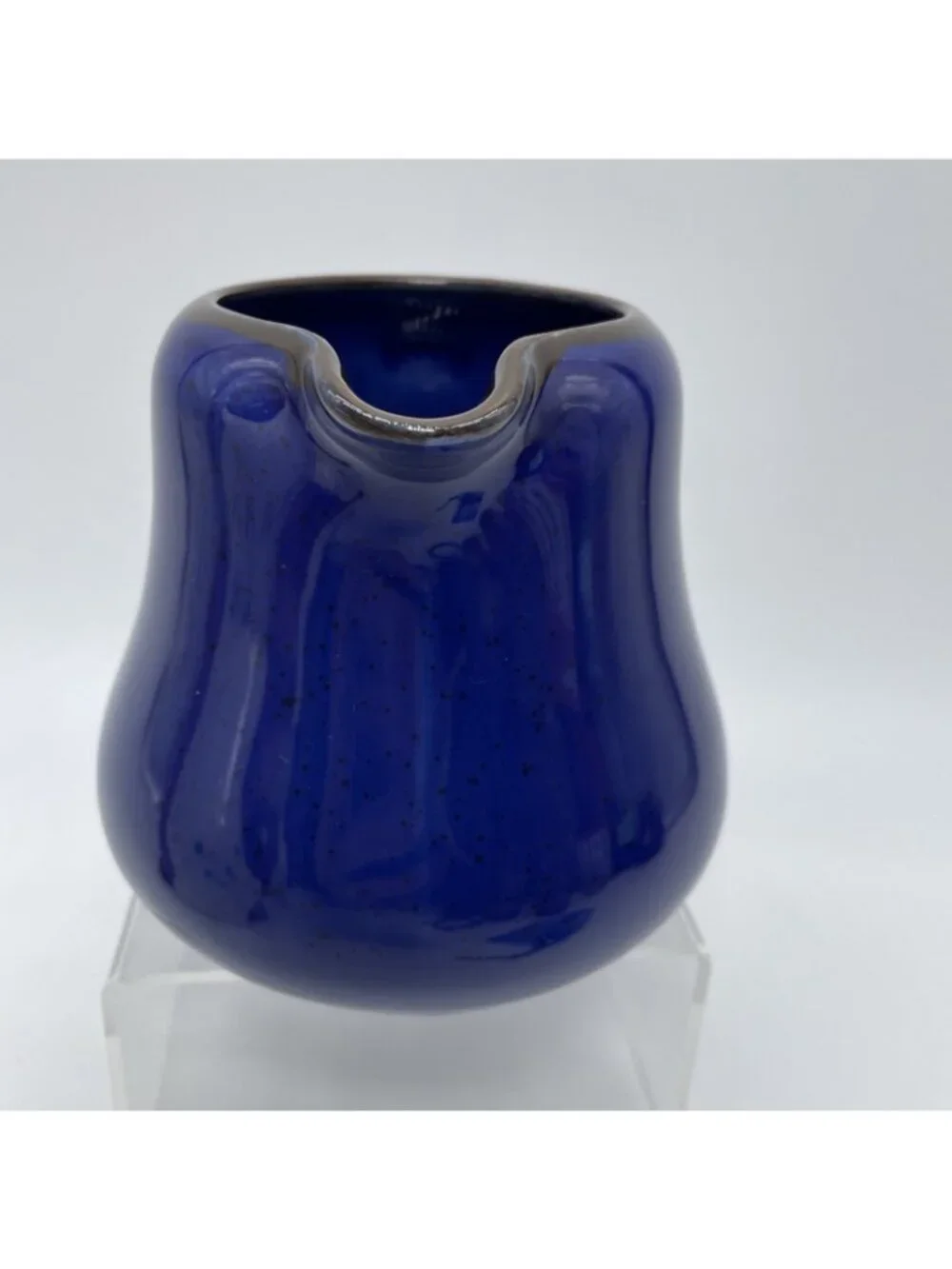 IKEA Fargrik Dark Blue Speckled Brown Rim 4” Pitcher Jug Creamer 15199